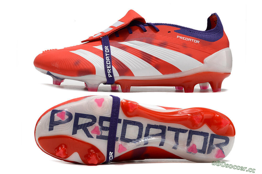 Men's Adidas Predator Elite Foldover Tongue FG Firm Ground Low-Tops Football Boots - Red/White/Black 1