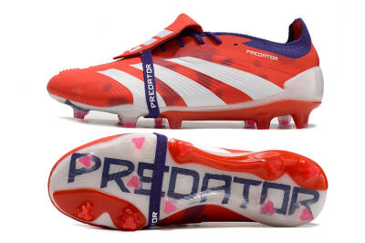 Men's Adidas Predator Elite Foldover Tongue FG Firm Ground Low-Tops Football Boots - Red/White/Black