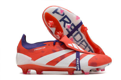 Men's Adidas Predator Elite Foldover Tongue FG Firm Ground Low-Tops Football Boots - Red/White/Black