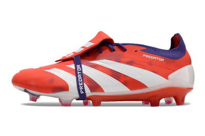 Men's Adidas Predator Elite Foldover Tongue FG Firm Ground Low-Tops Football Boots - Red/White/Black