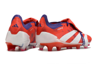 Men's Adidas Predator Elite Foldover Tongue FG Firm Ground Low-Tops Football Boots - Red/White/Black