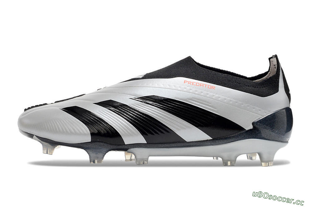 Men's Adidas Predator Accuracy+ Laceless FG Firm Ground High-Tops Football Boots - Silver/Black 0