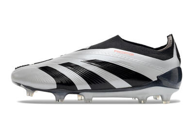Men's Adidas Predator Accuracy+ Laceless FG Firm Ground High-Tops Football Boots - Silver/Black