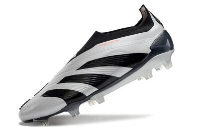 Men's Adidas Predator Accuracy+ Laceless FG Firm Ground High-Tops Football Boots - Silver/Black