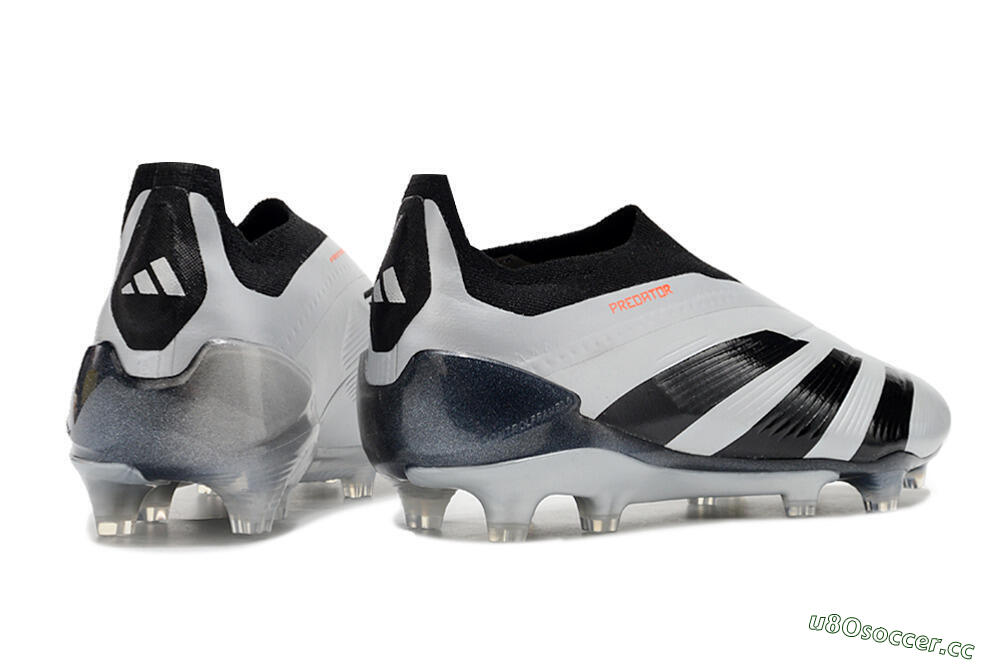 Men's Adidas Predator Accuracy+ Laceless FG Firm Ground High-Tops Football Boots - Silver/Black 6