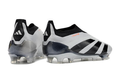 Men's Adidas Predator Accuracy+ Laceless FG Firm Ground High-Tops Football Boots - Silver/Black