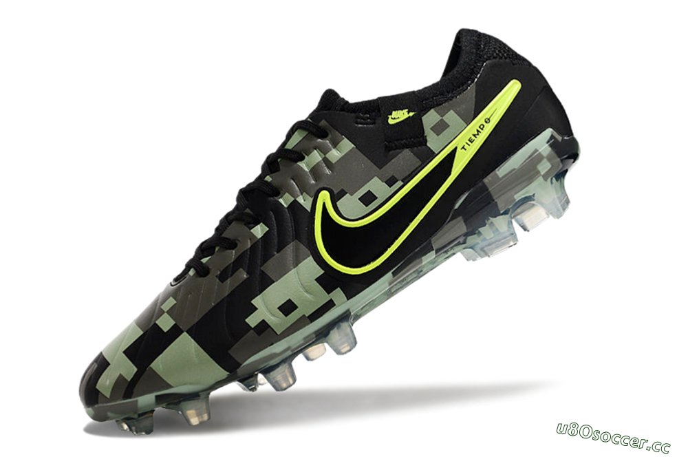 Men's Nike Tiempo Legend 10 Elite FG Firm Ground Low-Tops Football Boots - Black/Yellow/Camo 5