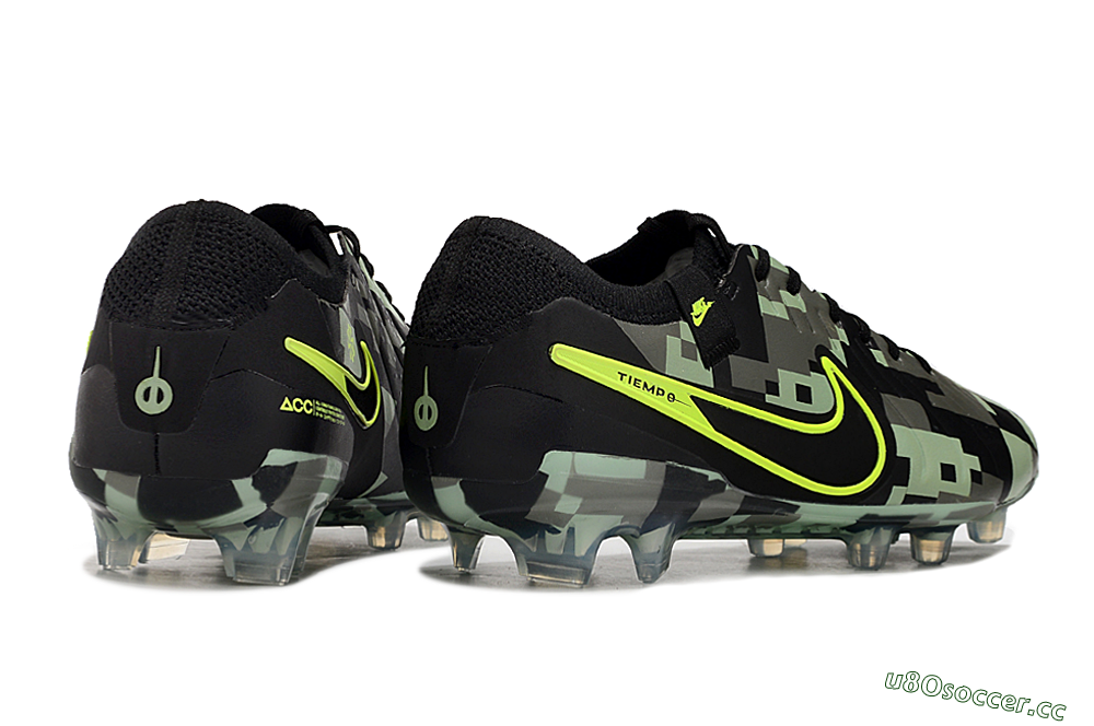 Men's Nike Tiempo Legend 10 Elite FG Firm Ground Low-Tops Football Boots - Black/Yellow/Camo 6