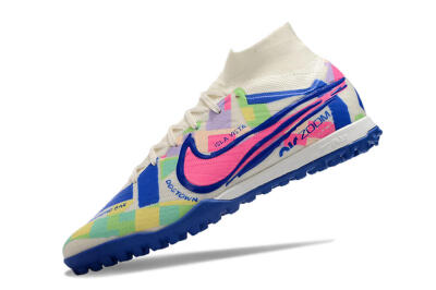 Unisex Nike Air Zoom Mercurial Superfly 9 Elite TF Artificial Turf High-Tops Football Shoes - White/Rainbow