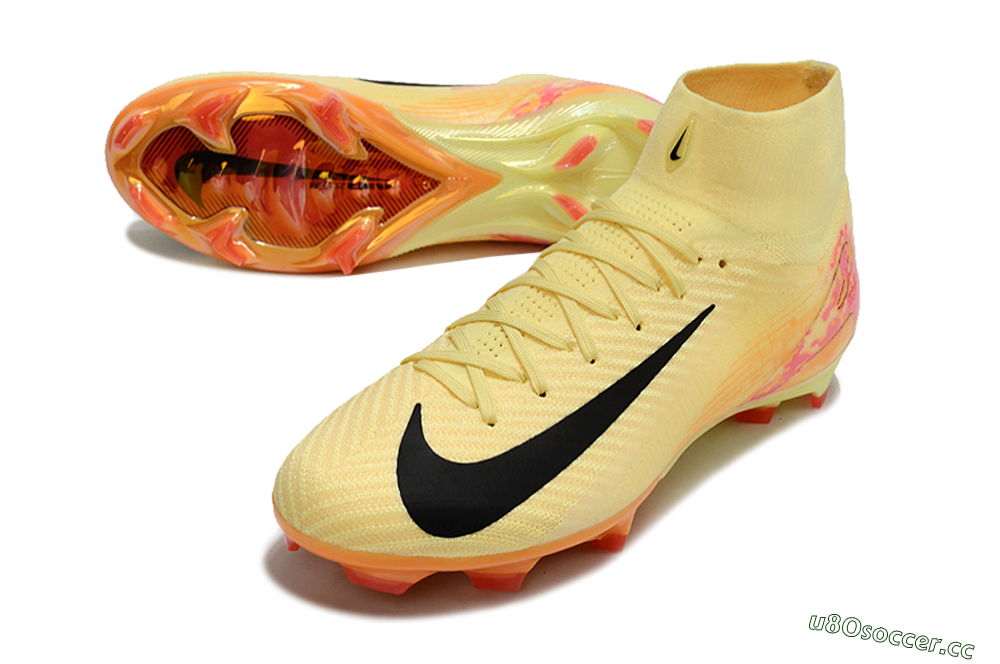 Men's Nike Air Zoom Mercurial Superfly 10 Elite FG Firm Ground High-Tops Football Boots - Yellow/Black/Pink/Gold 3