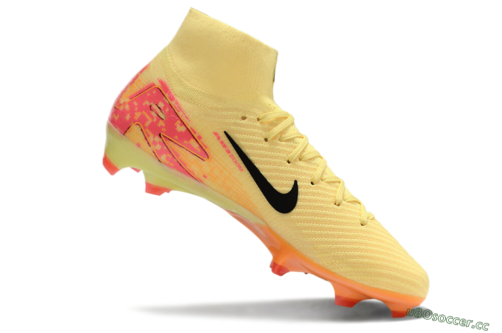 Men's Nike Air Zoom Mercurial Superfly 10 Elite FG Firm Ground High-Tops Football Boots - Yellow/Black/Pink/Gold 4