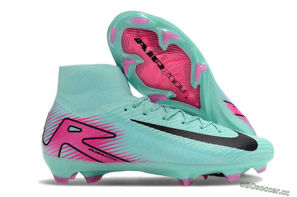 Men's Nike Air Zoom Mercurial Superfly 10 Elite FG Firm Ground High-Tops Football Boots - Jade/Black/Pink 2