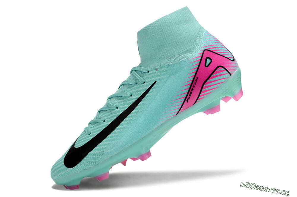 Men's Nike Air Zoom Mercurial Superfly 10 Elite FG Firm Ground High-Tops Football Boots - Jade/Black/Pink 5