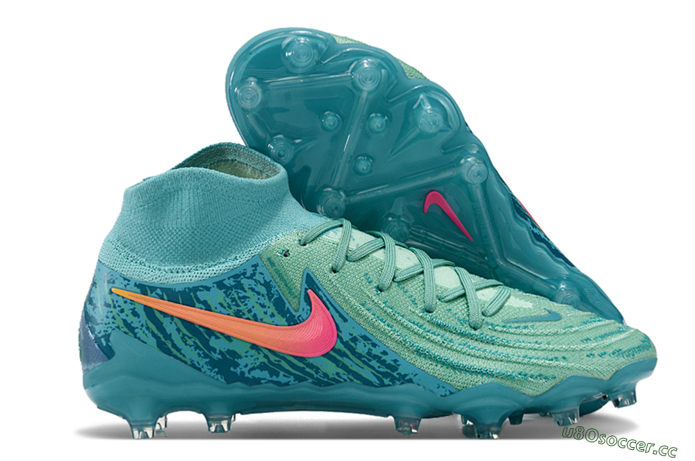 Men's Nike Phantom Luna Elite AG Artificial Grass High-Tops Football Boots - Jade/Pink/Orange 2