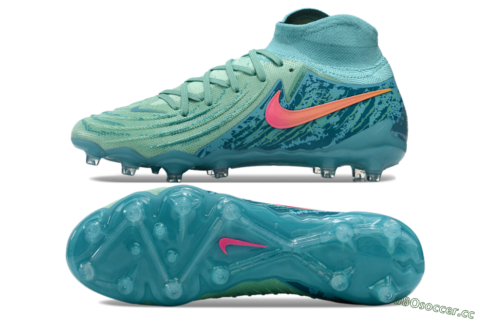 Men's Nike Phantom Luna Elite AG Artificial Grass High-Tops Football Boots - Jade/Pink/Orange 1