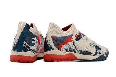 Men's Puma Future Ultimate TF Artificial Turf Low-Tops Football Shoes - Beige/Blue/Red