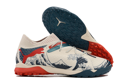 Men's Puma Future Ultimate TF Artificial Turf Low-Tops Football Shoes - Beige/Blue/Red