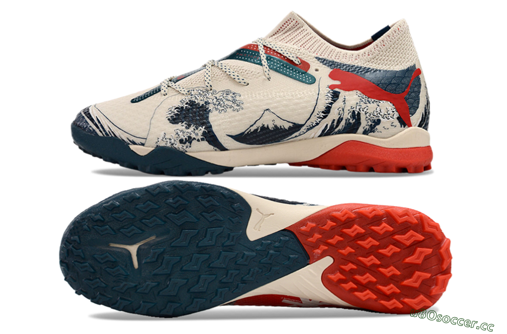 Men's Puma Future Ultimate TF Artificial Turf Low-Tops Football Shoes - Beige/Blue/Red 1
