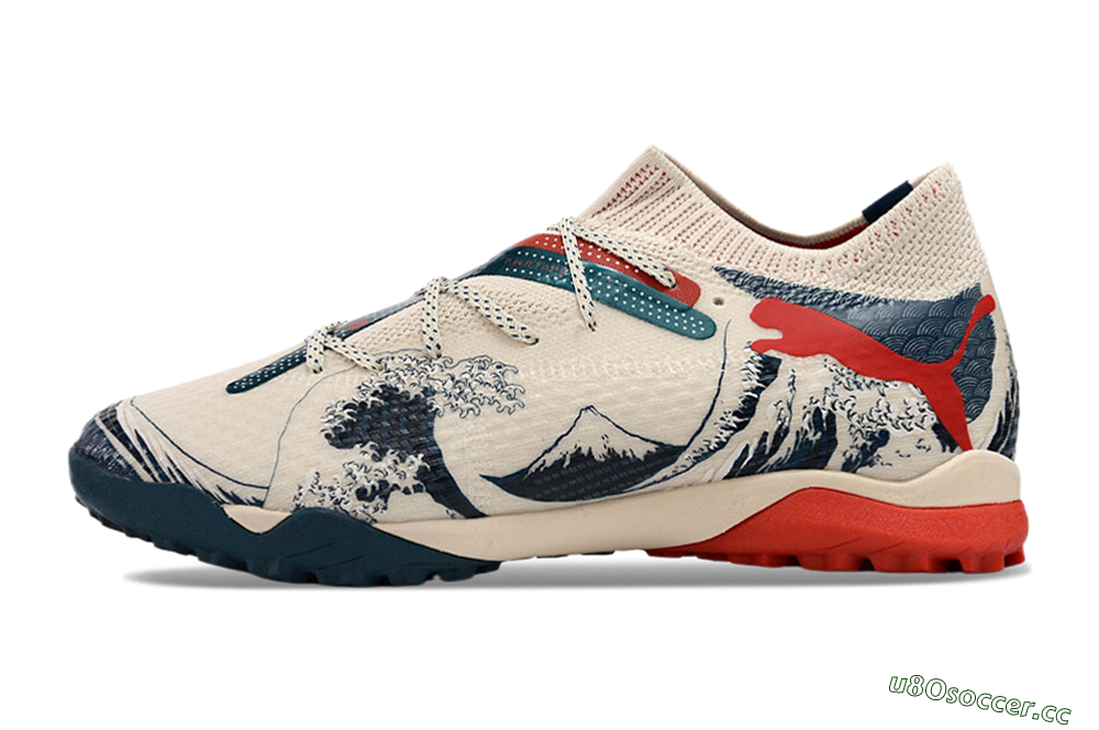 Men's Puma Future Ultimate TF Artificial Turf Low-Tops Football Shoes - Beige/Blue/Red 0