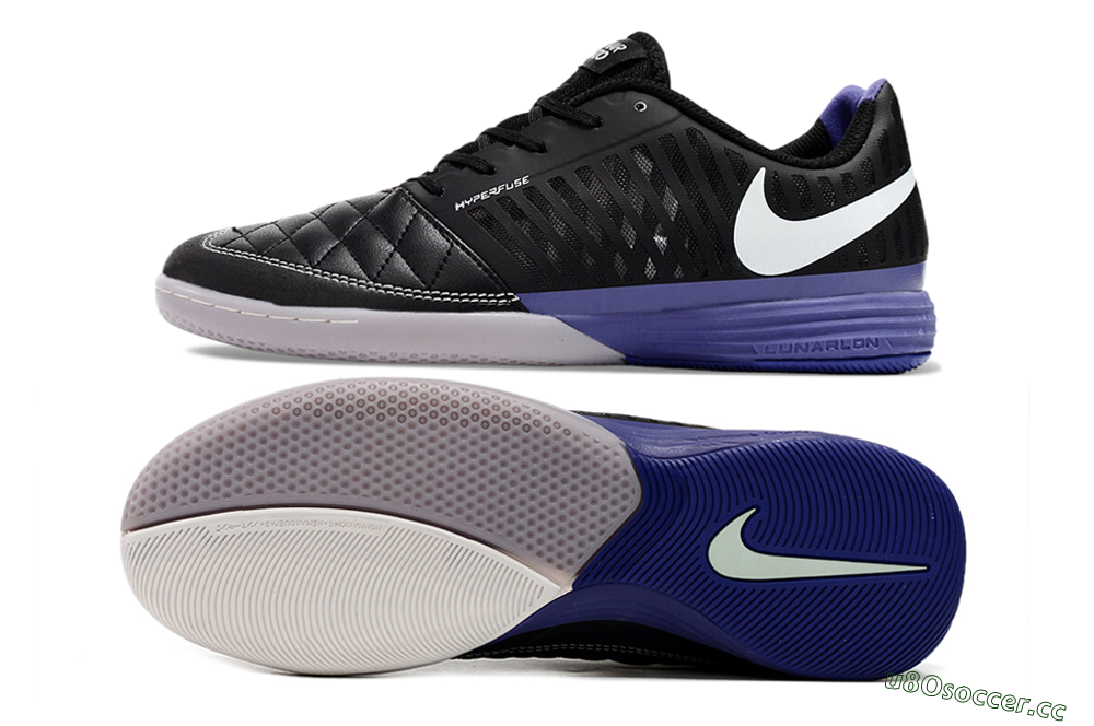 Unisex Nike Lunar Gato 2 IC Indoor & Futsal Low-Tops Football Shoes - Black/White/Purple 1