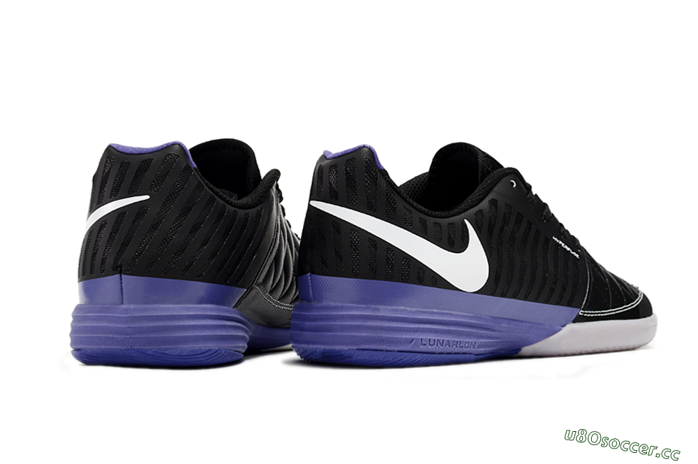 Unisex Nike Lunar Gato 2 IC Indoor & Futsal Low-Tops Football Shoes - Black/White/Purple 6