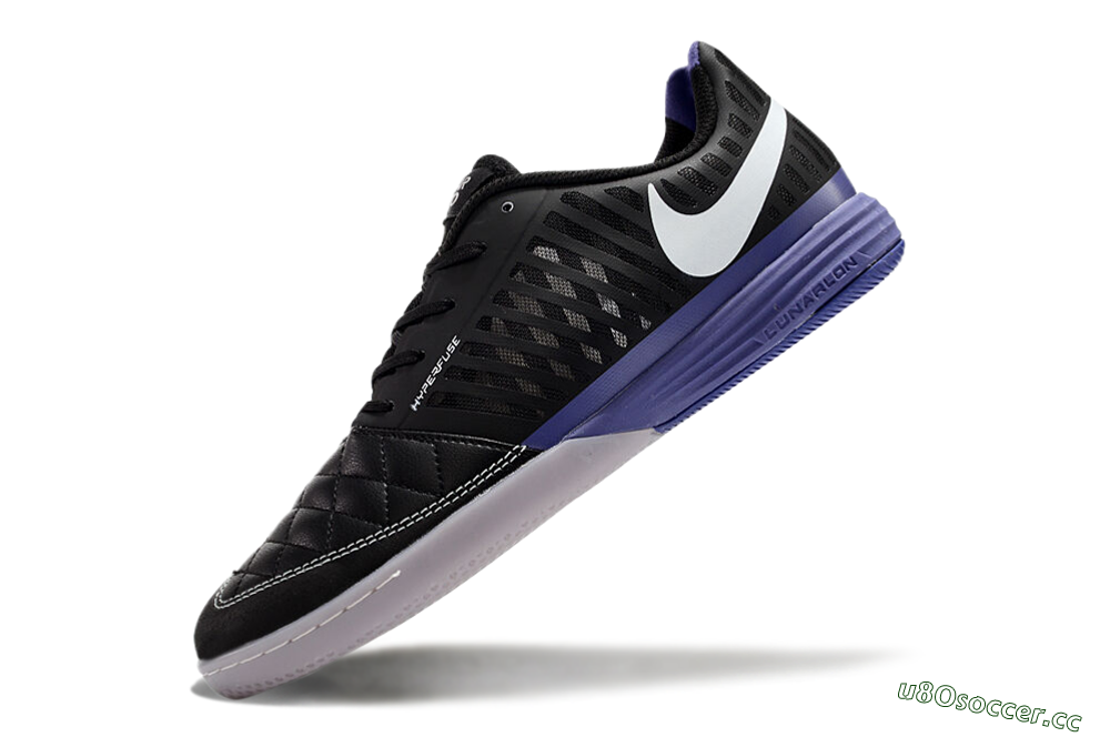 Unisex Nike Lunar Gato 2 IC Indoor & Futsal Low-Tops Football Shoes - Black/White/Purple 5