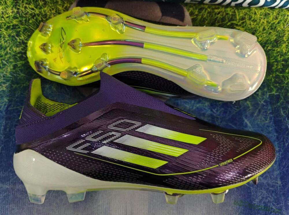Unisex Adidas F50+ Adizero FG Firm Ground Low-Tops Football Boots - Purple/Yellow/Blue