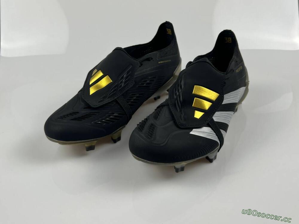 Men's Adidas Predator Elite Foldover Tongue FG Firm Ground Low-Tops Football Boots - Black/White/Gold
