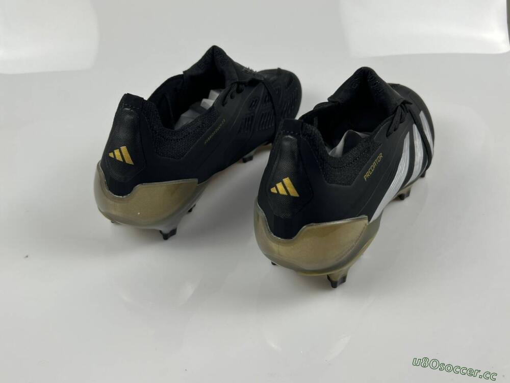 Men's Adidas Predator Elite Foldover Tongue FG Firm Ground Low-Tops Football Boots - Black/White/Gold