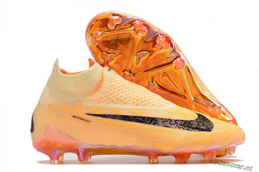 Men's Nike Phantom GX Elite DF Link Blaze Pack FG Firm Ground High-Tops Football Boots - Citron Tint/Burgundy Crush 2