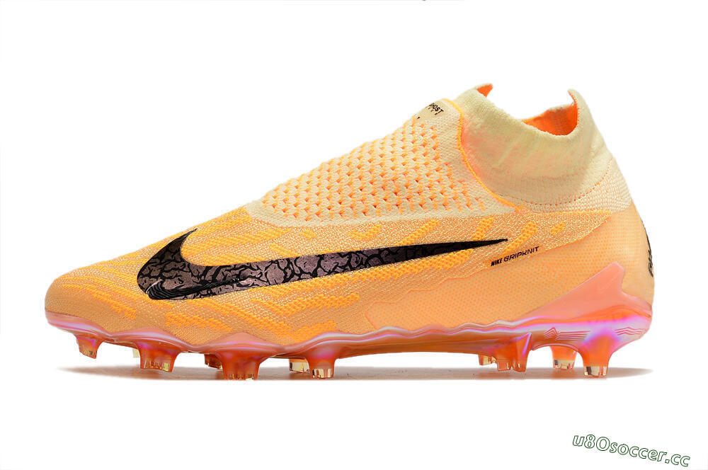 Men's Nike Phantom GX Elite DF Link Blaze Pack FG Firm Ground High-Tops Football Boots - Citron Tint/Burgundy Crush 0