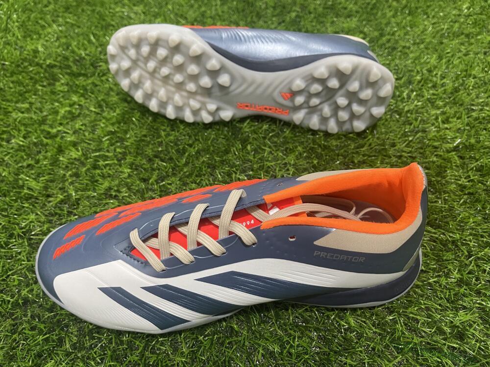 Unisex Adidas Predator 24 Elite TF Artificial Turf Low-Tops Football Shoes - Silver/Blue/Red