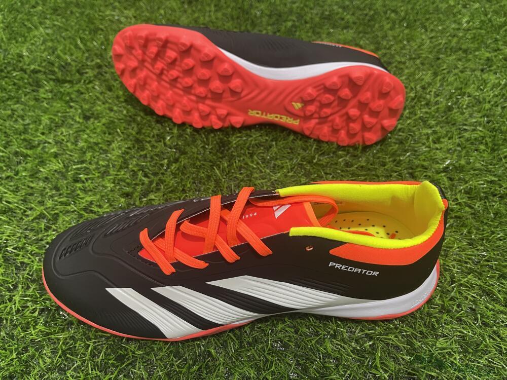 Men's Adidas Predator 24 Elite TF Artificial Turf Low-Tops Football Shoes - Black/White/Orange