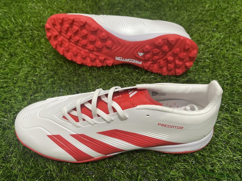 Men's Adidas Predator 24 Elite TF Artificial Turf Low-Tops Football Shoes - Beige/Red/White