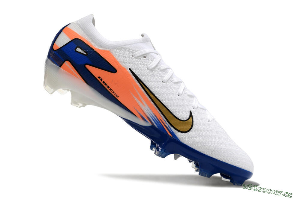 Men's Nike Air Zoom Mercurial Vapor 16 Elite FG Firm Ground Low-Tops Football Boots - White/Yellow/Orange/Blue 4