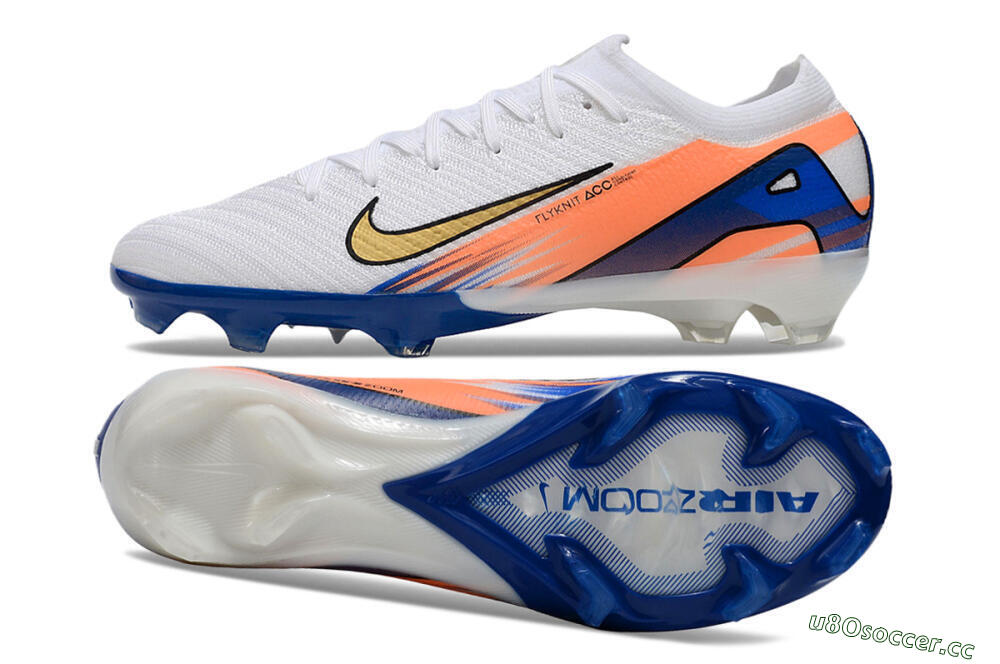 Men's Nike Air Zoom Mercurial Vapor 16 Elite FG Firm Ground Low-Tops Football Boots - White/Yellow/Orange/Blue 1