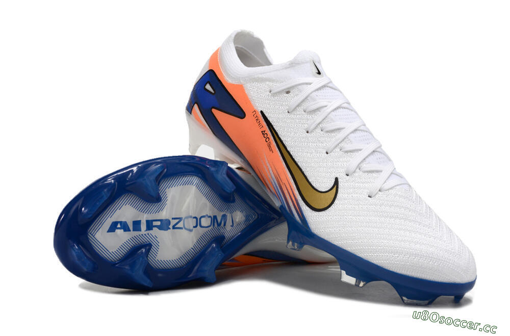 Men's Nike Air Zoom Mercurial Vapor 16 Elite FG Firm Ground Low-Tops Football Boots - White/Yellow/Orange/Blue 3