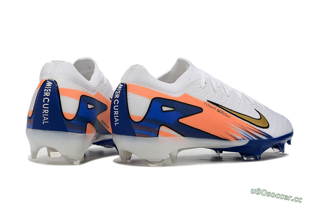 Men's Nike Air Zoom Mercurial Vapor 16 Elite FG Firm Ground Low-Tops Football Boots - White/Yellow/Orange/Blue 6
