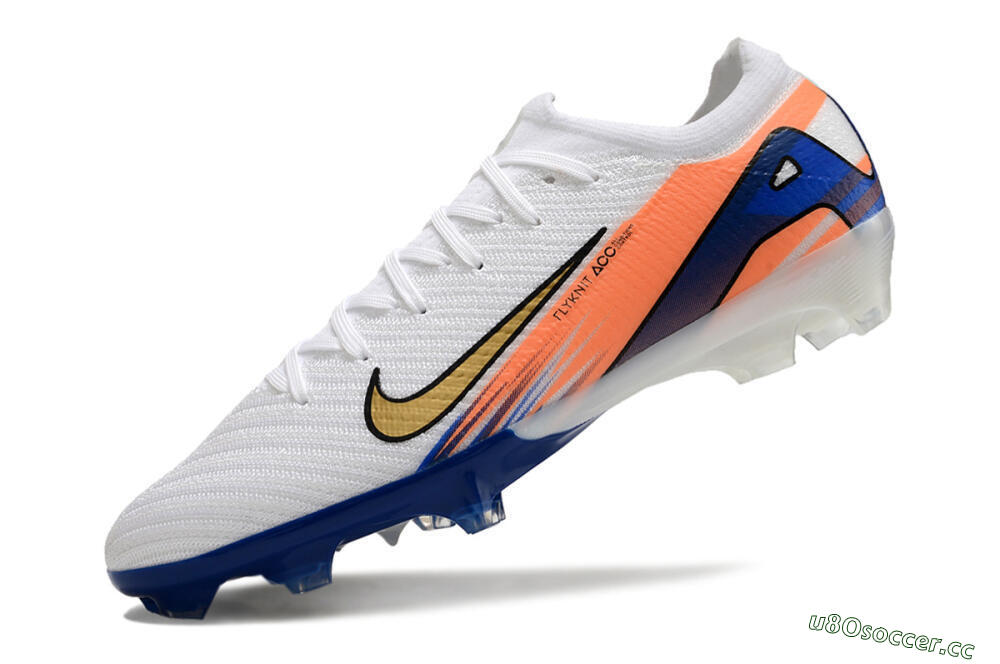 Men's Nike Air Zoom Mercurial Vapor 16 Elite FG Firm Ground Low-Tops Football Boots - White/Yellow/Orange/Blue 5