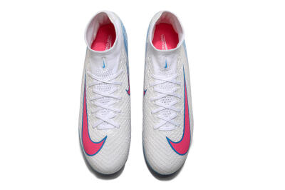 Unisex Nike Air Zoom Mercurial Superfly 10 Elite AG Artificial Grass High-Tops Football Boots - White/Pink/Blue