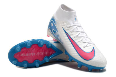 Unisex Nike Air Zoom Mercurial Superfly 10 Elite AG Artificial Grass High-Tops Football Boots - White/Pink/Blue