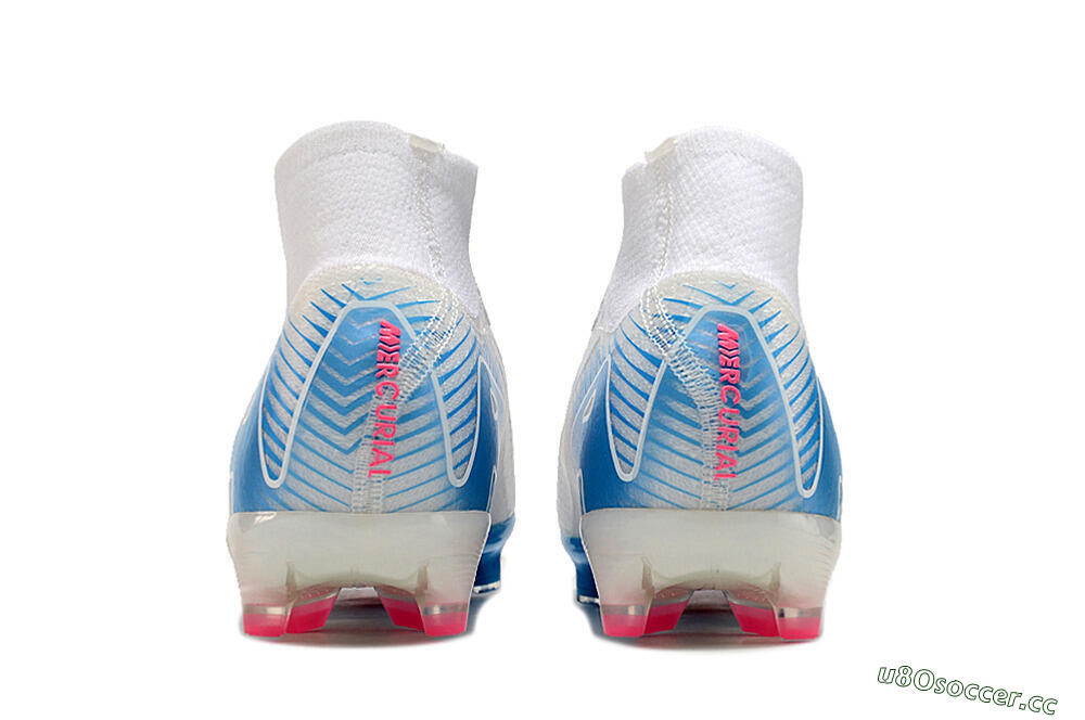 Unisex Nike Air Zoom Mercurial Superfly 10 Elite AG Artificial Grass High-Tops Football Boots - White/Pink/Blue 5