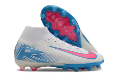 Unisex Nike Air Zoom Mercurial Superfly 10 Elite AG Artificial Grass High-Tops Football Boots - White/Pink/Blue