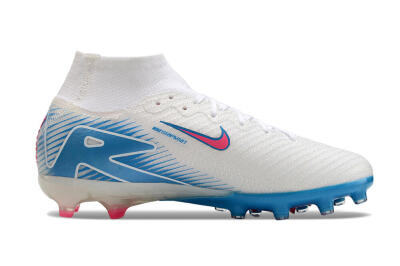 Unisex Nike Air Zoom Mercurial Superfly 10 Elite AG Artificial Grass High-Tops Football Boots - White/Pink/Blue