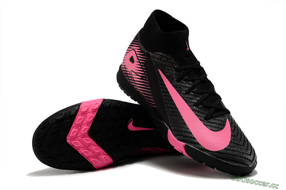 Unisex Nike Air Zoom Mercurial Superfly 10 Elite TF Artificial Turf High-Tops Football Shoes - Black/Pink 3