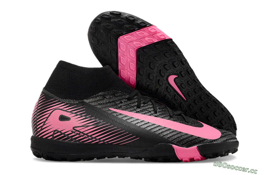 Unisex Nike Air Zoom Mercurial Superfly 10 Elite TF Artificial Turf High-Tops Football Shoes - Black/Pink 2