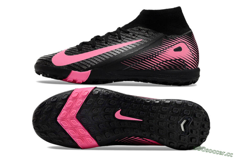 Unisex Nike Air Zoom Mercurial Superfly 10 Elite TF Artificial Turf High-Tops Football Shoes - Black/Pink 1