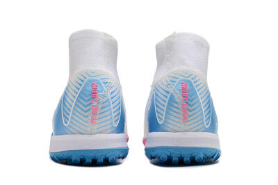 Unisex Nike Air Zoom Mercurial Superfly 10 Elite TF Artificial Turf High-Tops Football Shoes - White/Pink/Blue