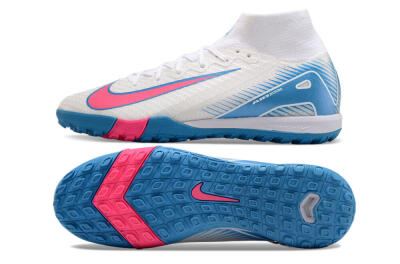 Unisex Nike Air Zoom Mercurial Superfly 10 Elite TF Artificial Turf High-Tops Football Shoes - White/Pink/Blue