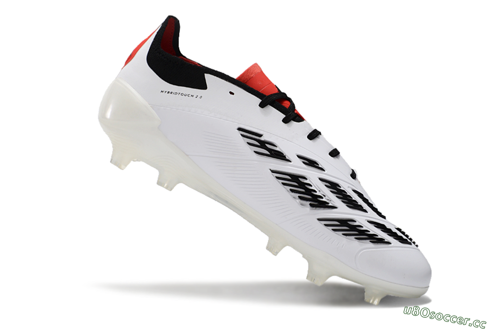 Unisex Adidas Predator 24 Elite FG Firm Ground Low-Tops Football Boots - White/Black/Red 4